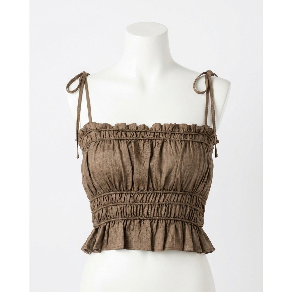 NEW LINE AND DOT una tie strap top in brown